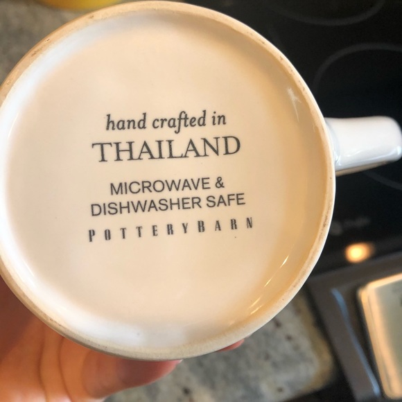 Pottery Barn yellow striped mugs, set of 4 - Picture 2 of 6